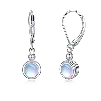 Moonstone Earrings for Women 925 Sterling Sliver Rainbow Moonstone Leverback Loop Drop Earrings Jewellery gifts for girls Women