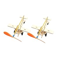 ERINGOGO 2 Sets Rubber Band Powered Fly Wooden Educational Toys Assembly Wooden Building Wooden Assembly Toy Painting 3D Models Figurines Wood Toy Assembling Toy Airplane Equipment Toddler