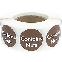 Contains Nuts Labels .75 Inch Round Circle Dots 500 Adhesive Stickers
