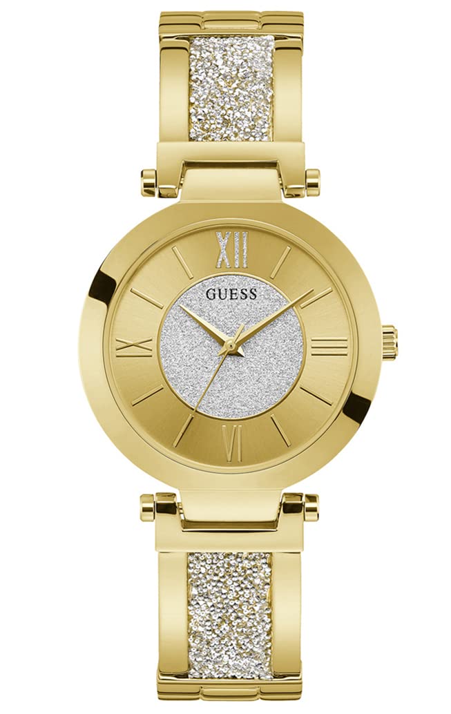 Guess Damen Analog Quarz Uhr mit Edelstahl Armband W1288L2