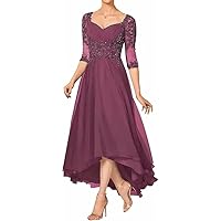 Mother of The Bride Dresses Lace Wedding Guest Dresses for Women Tea Length Sweetheart Chiffon Mother of The Bride Dress