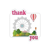 Ferris Wheel Balloon Amusement Park Thank You Stickers Quote Grateful