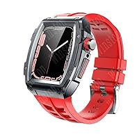 44MM 45MM Modification Set for Apple Watch 8 Band Mod Kit Metal Steel Luxury Case with Rubber Strap for IWatch Series 7 SE 6 5 4