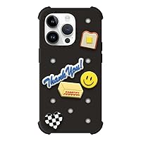 CASETiFY Pushin iPhone 14 Silicone Case [Military Grade Drop Tested / 4ft Drop Protection/Personalizable with pins] - Black with Diner Breakfast Pin Set