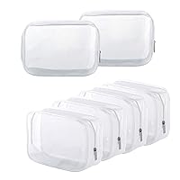 6 Pack Clear Toiletry Carry Pouch with Zipper Portable Plastic Waterproof Cosmetic Bag TSA Approved for Vacation Travel Bathroom and Organizing (A)