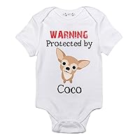 Warning Protected by Chihuahua baby clothes Personalized dog baby outfit