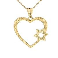 STAR OF DAVID HEART PENDANT NECKLACE IN YELLOW GOLD - Gold Purity:: 10K, Pendant/Necklace Option: Pendant With 18