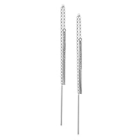 14k White Gold Threader Single Cut Pave Set 0.15 dwt Diamond Earrings