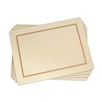 Pimpernel Classic Cream Collection Placemats | Set of 4 | Heat Resistant Mats | Cork-Backed Board | Hard Placemat Set for Dining Table | Measures 15.7” x 11.7”