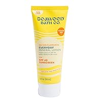 Seaweed Bath Co. Everyday Mineral SPF 40 Broad Spectrum Sunscreen Lotion, 3.4 Ounce, Sustainably Harvested Seaweed, Sea Kale, Prebiotics