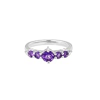Natural Purple Amethyst Octagon and Oval Gemstone Ring In 925 Sterling Silver, 925 Stamp Jewelry, Gift For Women and Girls