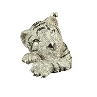 4.50 CT Round Cut Prong Set Black and White Diamond Men's Animals Tiger Panther Charm Pendant Real 925 Sterling Silver for Festival Gift