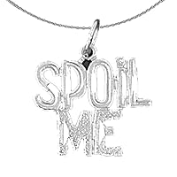 Silver Saying Necklace | Rhodium-plated 925 Silver Spoil Me Saying Pendant with 18