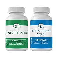 PURE ORIGINAL INGREDIENTS Benfotiamine and Alpha-Lipoic Acid Bundle, 100 Capsules Each, Always Pure, No Additives or Fillers, Lab Verified