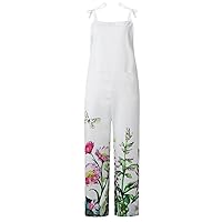 Jumpsuits For Women Casual,Summer Fashion Sleeveless Printed Jumpsuit Plus Size Loose Rompers 2024 One-Piece Pants