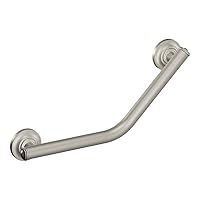 Brushed Nickel Bathroom Safety 16-Inch Stainless Steel Angled Shower Grab Bar for Handicapped or Elderly, RA8716D1GBN