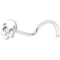 Body Candy Stainless Steel Skull Nose Stud Ring 20 Gauge