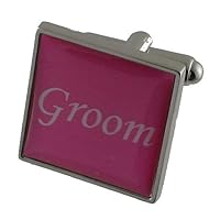 Groom Pink Colour Wedding Cufflinks with Black Pouch