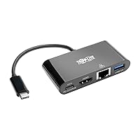Tripp Lite USB C to HDMI Multiport Adapter Converter Docking Station w/ USB-A Hub, Gigabit Ethernet Thunderbolt 3 USB Type C 1080p Black (U444-06N-HGUB-C)