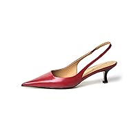 FSJ Women's Mid Kitten Heel Slingback Sandal Pointy Toe Sexy Pumps Comfortable Dress Party Walking Shoes Size 4-15 US