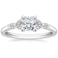 JEWELERYIUM 1 CT Square Radiant Cut Colorless Moissanite Engagement Ring, Wedding/Bridal Ring Set, Halo Style, Solid Sterling Silver Anniversary Bridal Jewelry, Awesome Birthday Gift for Her
