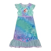 Disney Girls' Little Mermaid Fantasy Gown Nightgown, WATERCOLOR ARIEL 2, 6
