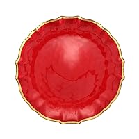 Vietri viva Baroque Glass Red Dinner Plate, 10.5 Inch Glass Dinnerware, Elegant Glassware
