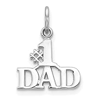 13mm 10k White Gold Number 1 Dad Charm Pendant Necklace Jewelry for Women