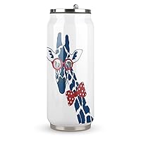 Giraffe Bow Tie Fashion Travel Coffee Tumbler with Lid & Straw Insulated Water Bottle Mugs Drinking Cup 500ml