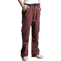 Men's Loose Outdoor Cargo Pants Multi Pockets Cotton Military Twill Pant Lightweight Casual Combat Trousers