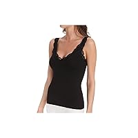 Hearts Women's Delicious Deep V-Neck Tank Top with Lace, Black, Medium