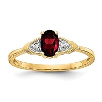 14k Yellow Gold Polished Diamond and Garnet Ring Size 7.00 Jewelry for Women