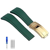 Rubber Watch Strap for Rolex Tudor Wristband Black Blue Green Waterproof Silicon Watches Band Bracelet 20mm 21mm (Color : Beige, Size : 20mm)