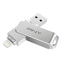 PNY 64GB Duo Link iOS USB 3.2 Dual Flash Drive, Silver
