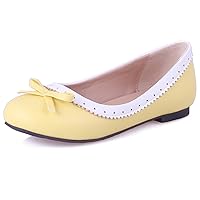 Ballerina Flats Women Round Toe Slip On Dolly Shoes with Bows