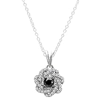 Dazzlingrock Collection 0.64 Carat (ctw) Black & White Diamonds Swirl Pendant (Silver Chain Included), Sterling Silver