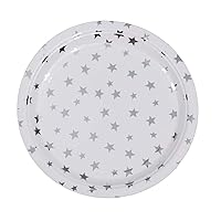 White and Silver Paper Plates 60 Counts 7'' Twinkle Twinkle Little Stars Dessert Plates for Parties Wedding Birthday Star and Moon Party Mother's Day Engagement