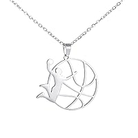 Basketball Necklace Heart Basketball Sports Pendant Stainless Steel Unique Jewelry For Basketball Lover