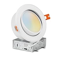 [1-Pack] 4-Inch Gimbal Air-Tight LED 2700K-6000K Color Selectable, Rotate & Swivel Ultra-Thin Recessed Ceiling Downlight with J-Box, Dimmable, IC Rated (V4SL-GB5W-1P)