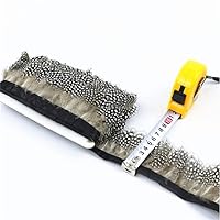 Zamihalaa - Natural Guinea Hen Plumage Feather Trims Fringe Skirt Ribbon Pearl Spotted Pheasant Feathers for Crafts Trims DIY Wedding Dress - 1 Meters