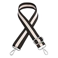 Purse-Strap Replacement Canva Crossbody Handbag-Strap Adjustable Shoulder Bag Strap Replacement With Metal Clasp Stripe Black White