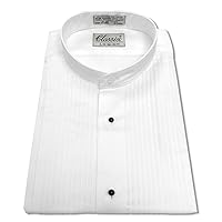 Men’s Banded Collar Mandarin Collar Dress Shirt, 1/4