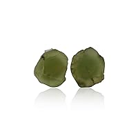 Gift For Her Jewelry| Silver Plated Push Back Rough Stud Earring | Peridot Gemstone Raw Stud Earring Pair | Natural Gemstone Jewelry | 1875)7