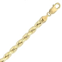 10K Gold Chains - Yellow Gold Diamond Cut 2mm, 4mm, 5mm, 6mm, 7mm Hollow Rope Chain Necklace for Women and Men 16'' - 26