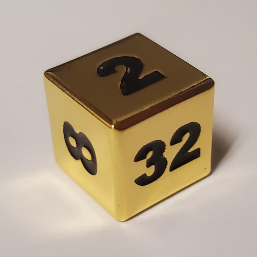 Metal Backgammon Doubling Cube Dice - Gold Color - 16mm