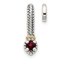 4.51mm 925 Sterling Silver With 14k Polished Garnet Pendant Necklace Jewelry for Women