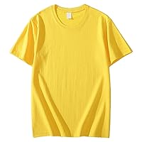 Solid -Shirt Colors Short Sleeve Men'/Women' Heavy Pound 220g Cotton Crewneck Loose Top -