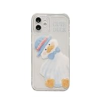 QJSMGZS Fashion Cute Duck Phone Case for iPhone 13 12 11 Pro Max XR XS X 8 7 Plus SE 2020 Soft TPU Back Cover Coque Fundas (Color : Clear, Material : for iPhone 13Pro Max)
