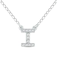 SZUL 1/10 Carat TW I Initial Diamond Pendant in 10K White Gold