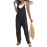 2024 Jumpsuits for Women Casual Summer Rompers Sleeveless Loose Spaghetti Strap Baggy Overalls Jumpers with Pockets